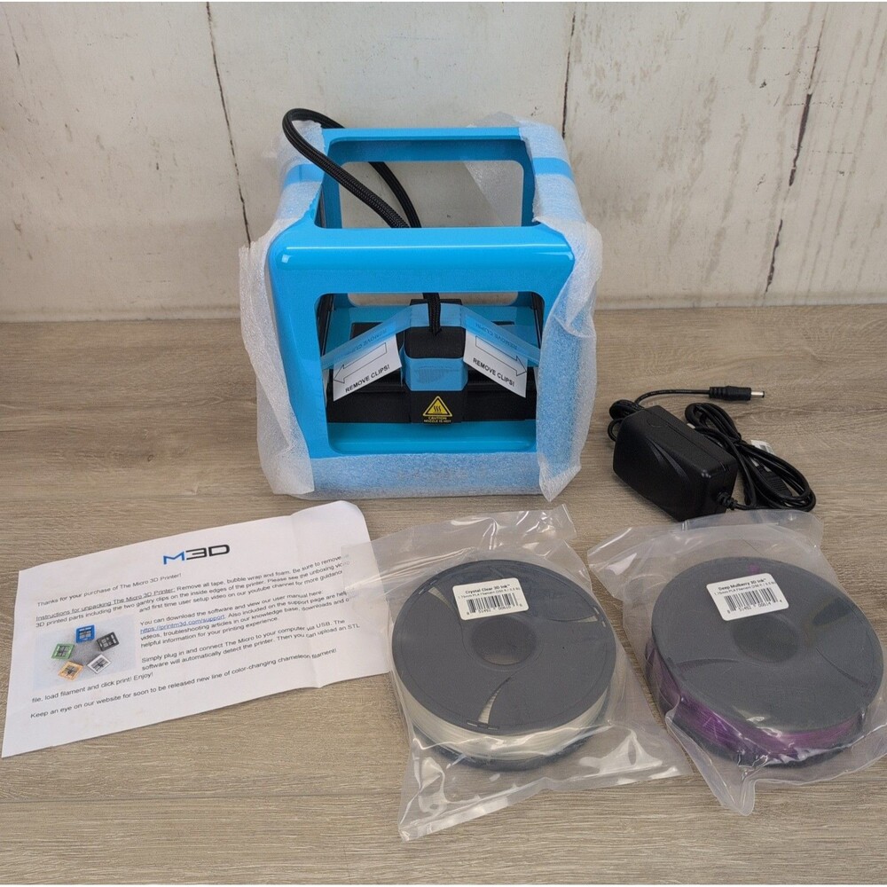 M3D Micro 3D Printer Small Scale W/ Two Rolls Of Filament 1.75mm New Open Box